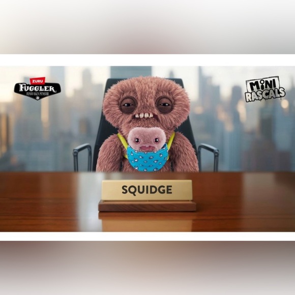 Fuggler Funny Ugly Monster Long Pile Mini Rascals 9” Brown Squidge - NEW - Picture 10 of 12